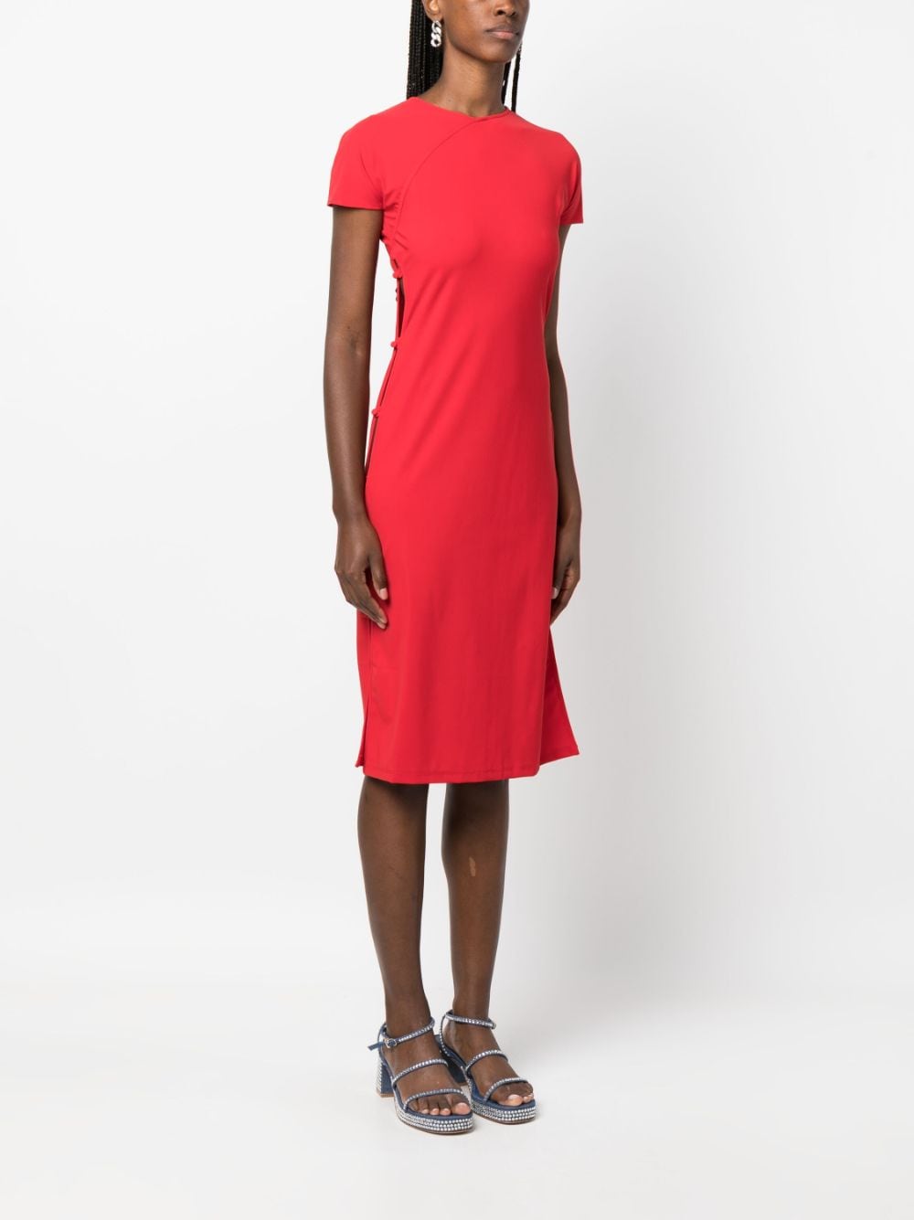 Shop Marcia Tchikiboum Midi Dress In Red