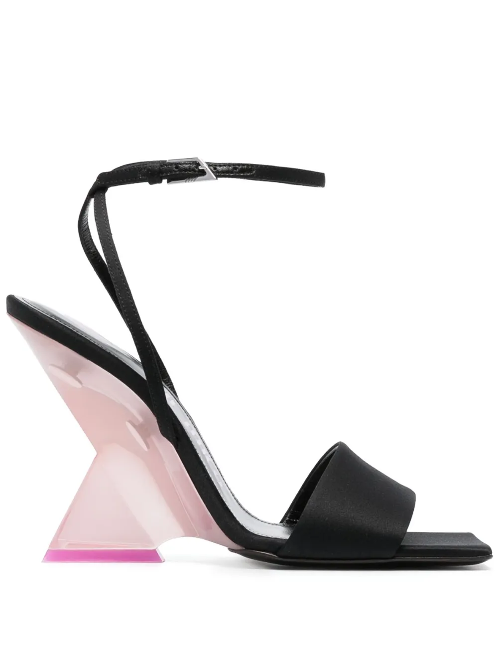 Attico Cheope Satin Sandals In Black
