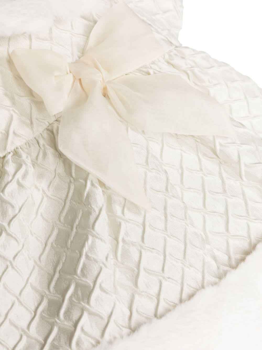 Shop La Stupenderia Quilted-finish Cotton Dress In Neutrals