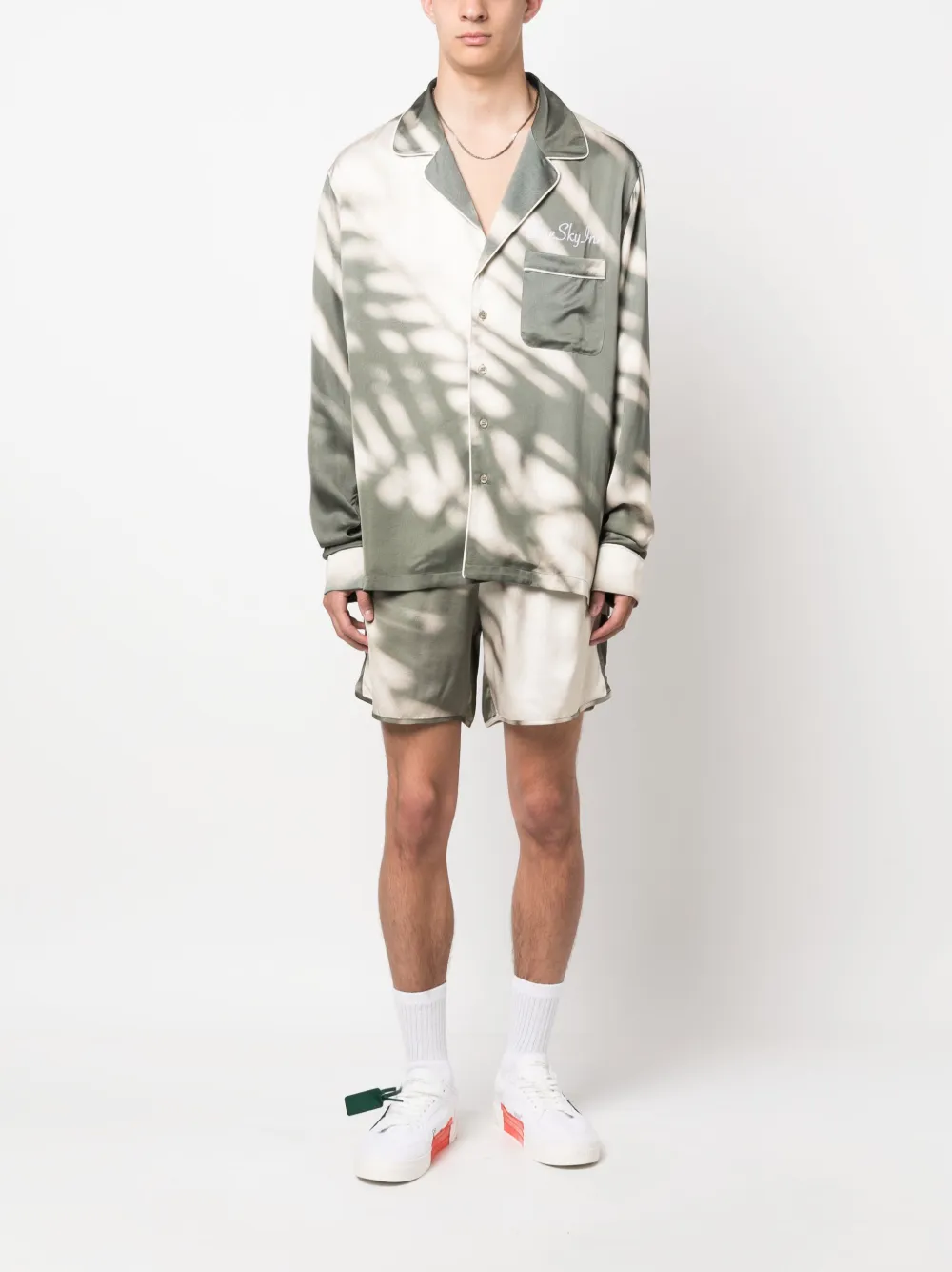 BLUE SKY INN Pyjamashirt met geborduurd logo - Groen