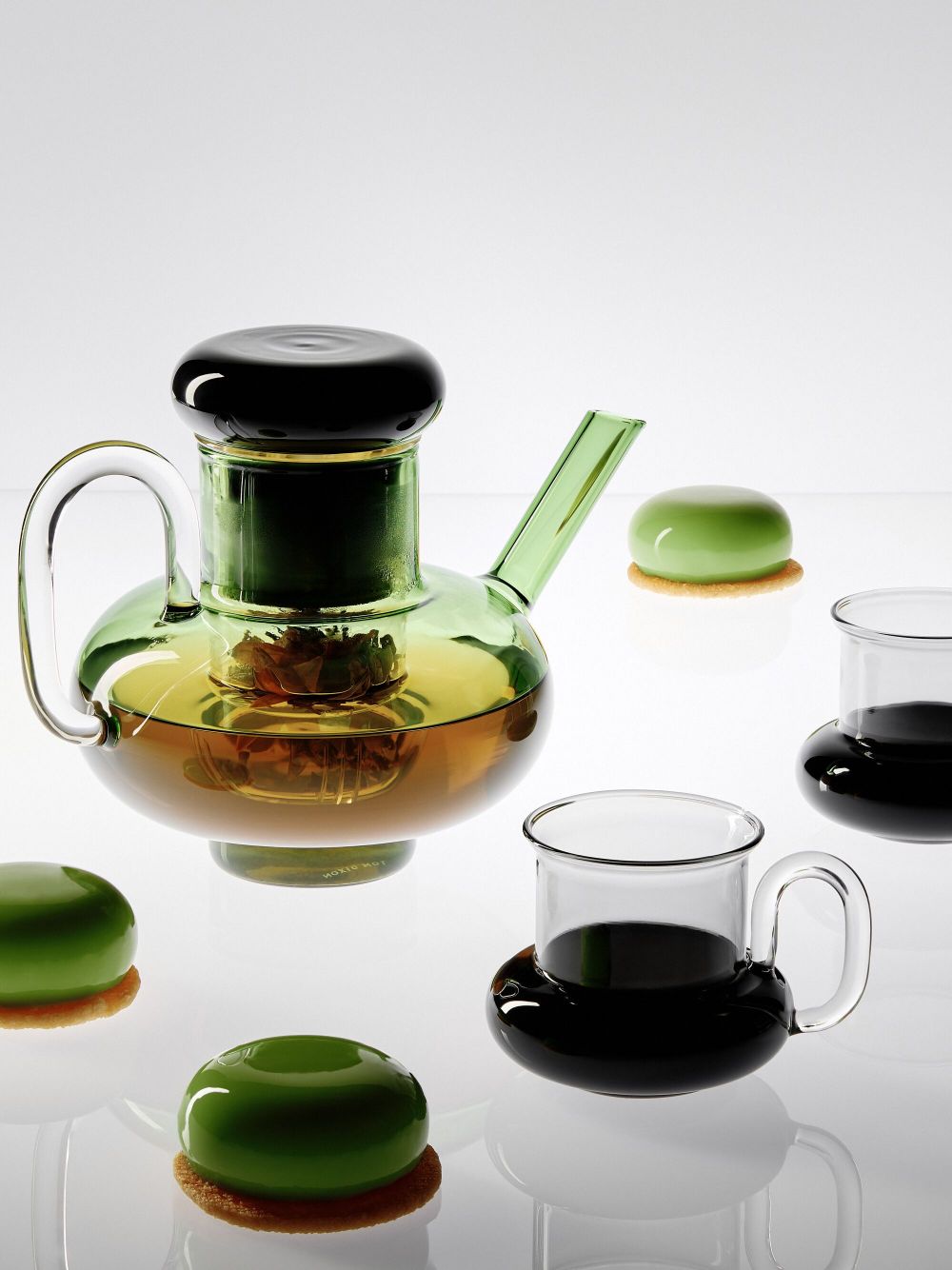 Green glass deals tea cups