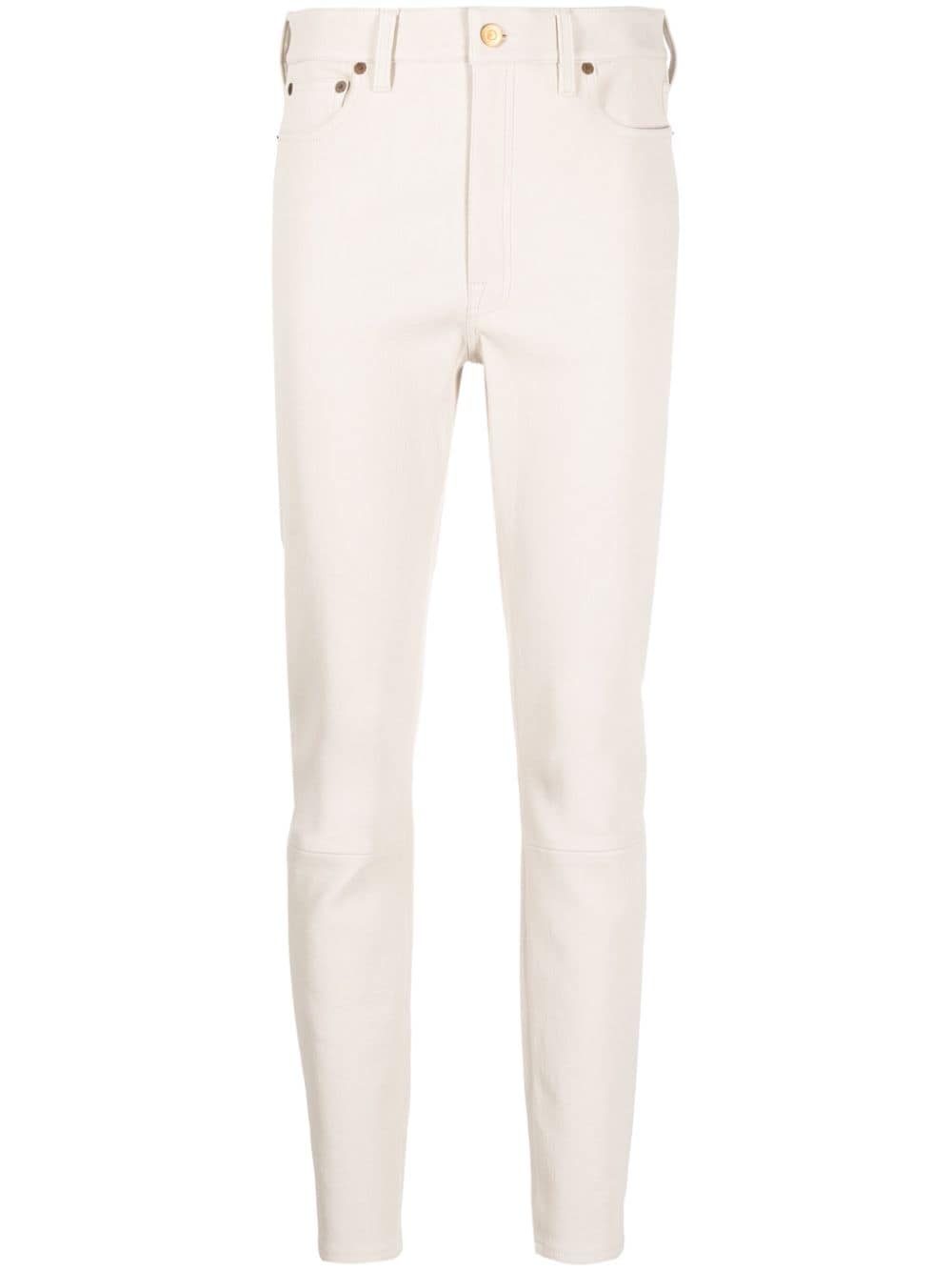 Polo Ralph Lauren Leather Slim Trousers In White