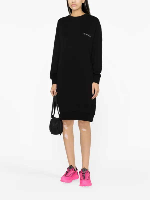 【関税&送料込】Moncler Black Cotton Sweatshirt Dress Moncler logo-print Cotton Sweatshirt Dress | Black | FARFETCH