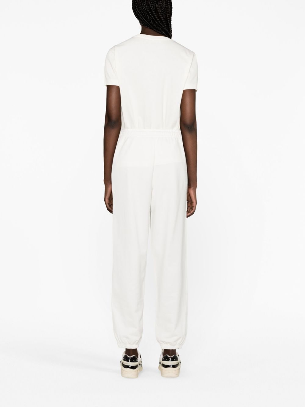 Shop Moncler Drawstring-waist Cotton Track Pants In White