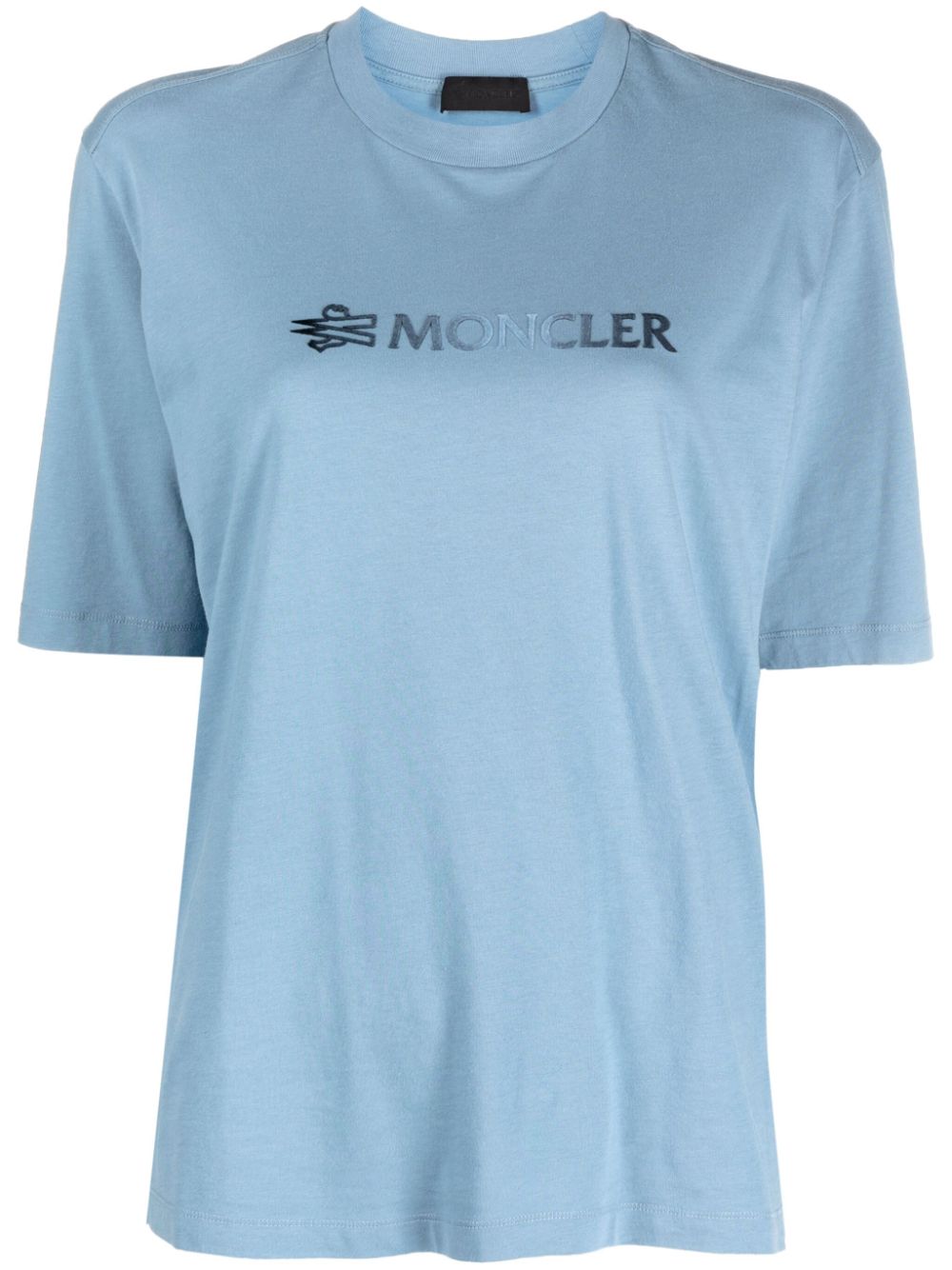 Moncler Logo-print Cotton T-shirt In Blau