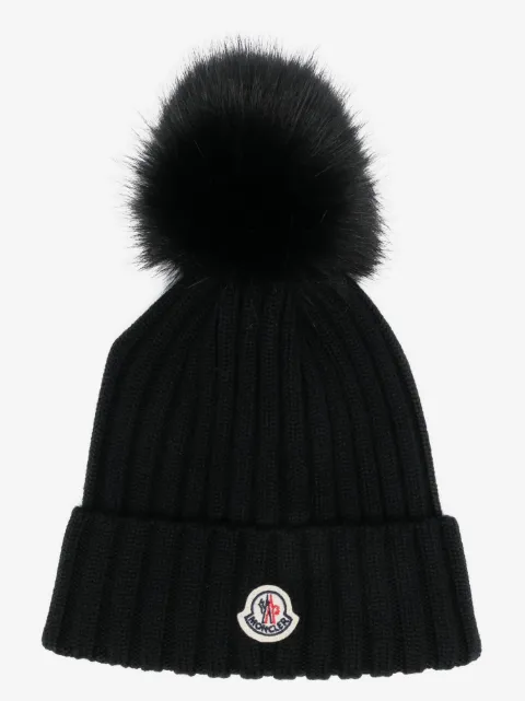 Moncler logo-appliqué ribbed-knit beanie