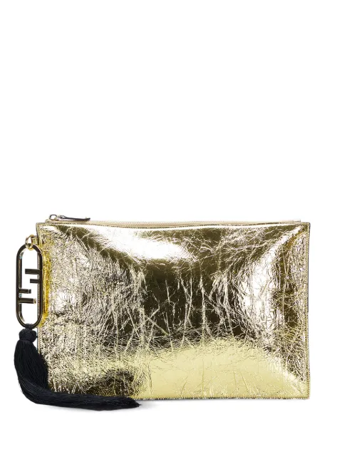 Fendi Pre-Owned logo plaque metallic clutch
