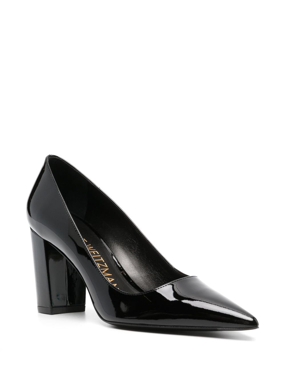 Stuart Weitzman 85mm pointed-toe leather pumps - Zwart