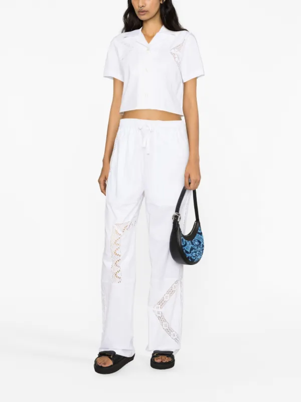 Marine Serre Household Linen straight-leg Cotton Trousers