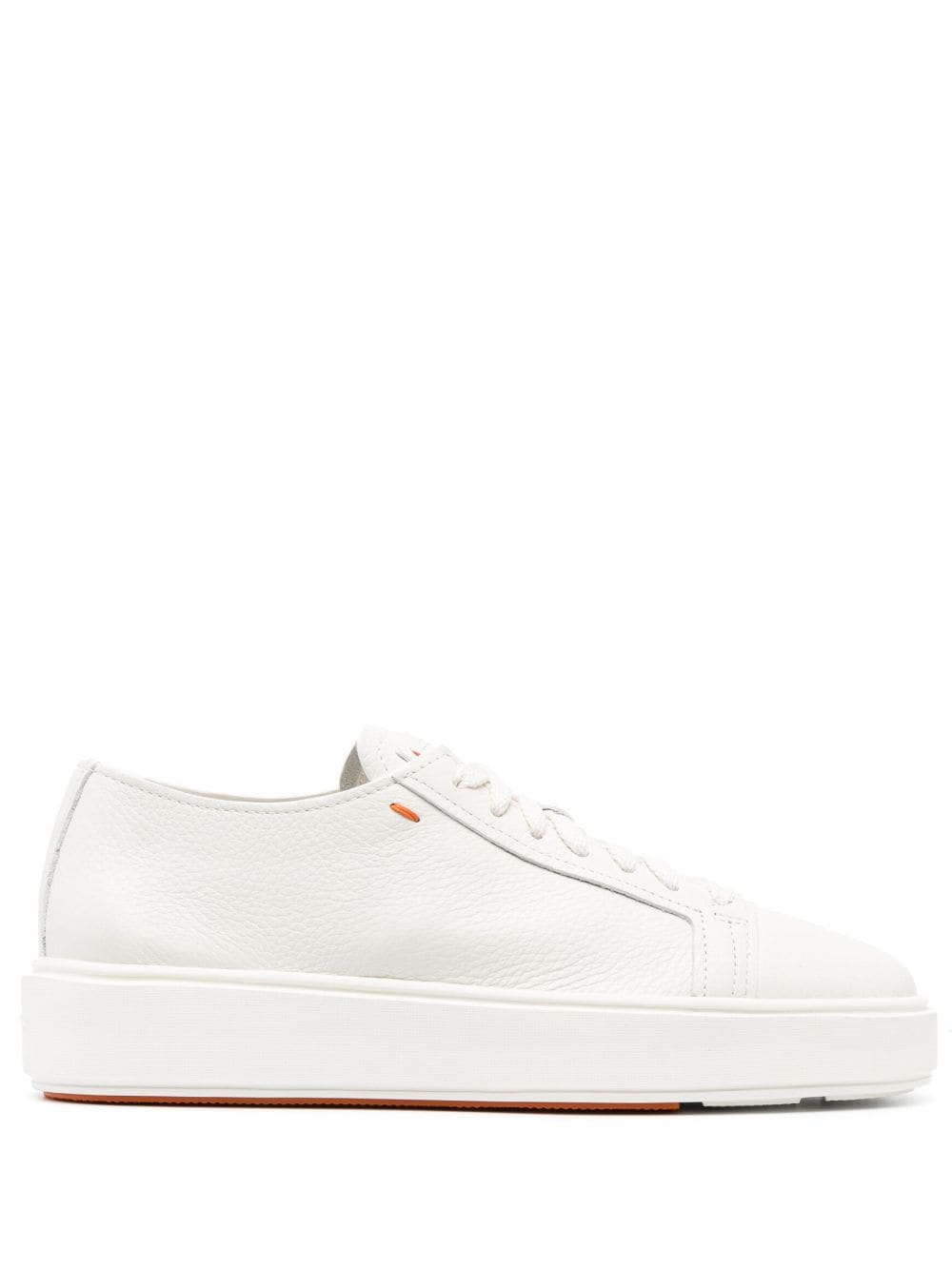 Shop Santoni Round-toe Leather Sneakers In White