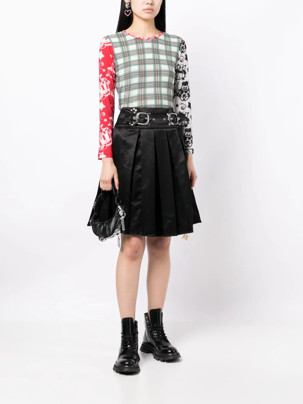 Chopova Lowena Plaid Palooza mesh top - Groen