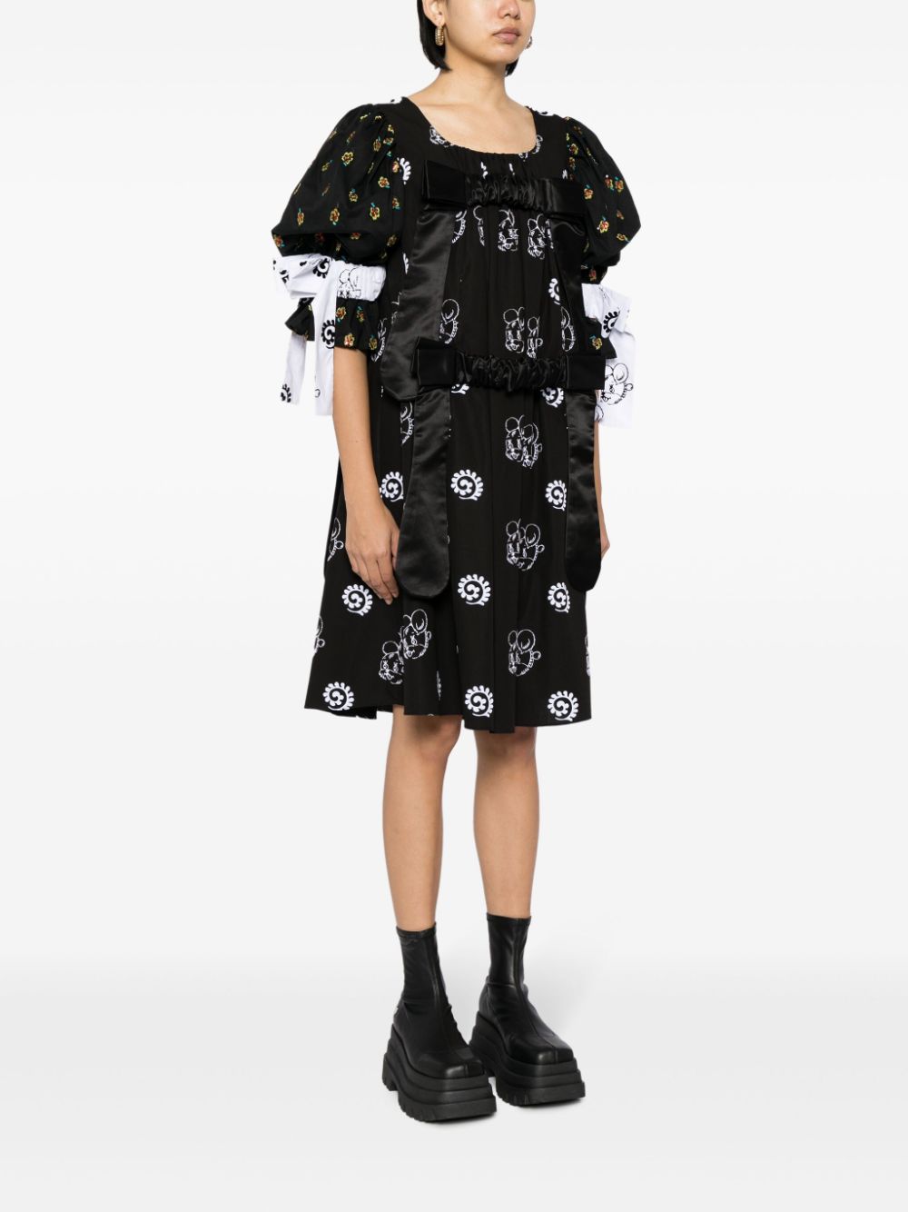 Chopova Lowena Midi-jurk met grafische print Zwart
