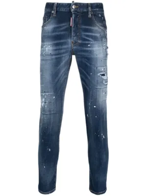 DSQUARED2 ダメージ スリムジーンズ | ブルー | FARFETCH JP