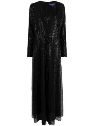 ralph lauren sequin dress long sleeve Lauren Ralph Lauren | Dresses | Ralph Lauren Evening Grey Sequin Long  Evening Gown W Long Sleeves Size 8