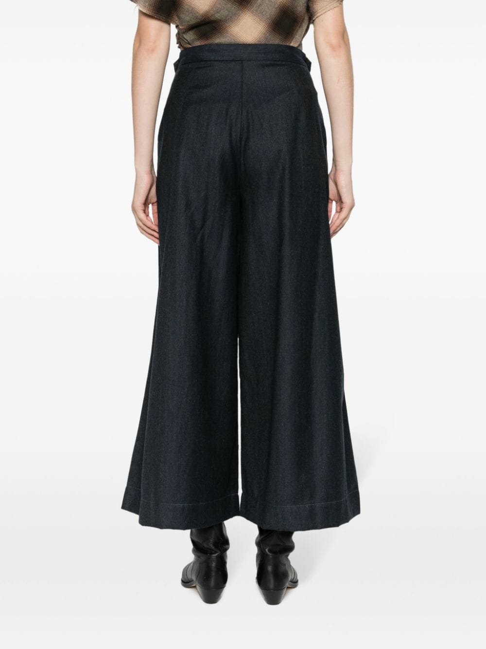 Shop Ralph Lauren Rrl Pleated High-waisted Twill Culottes In Blue