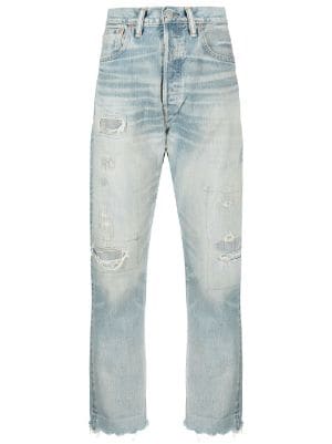 $365 Ralph Lauren RRL Boy Fit Blue Stillwater Wash Denim Jeans Women's 28 x  26