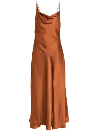 Polo Ralph Lauren cowl neck Satin Gown Brown FARFETCH AE