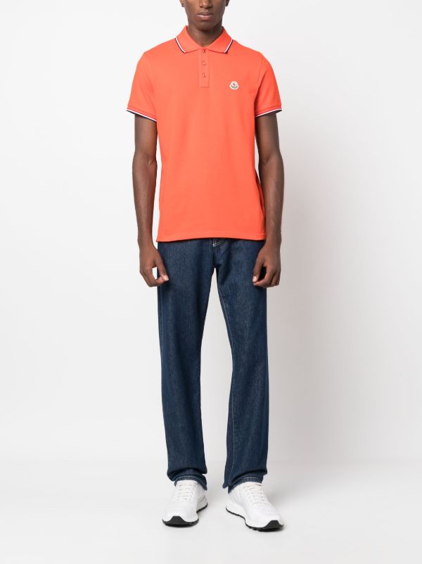 Orange moncler cheap polo shirt