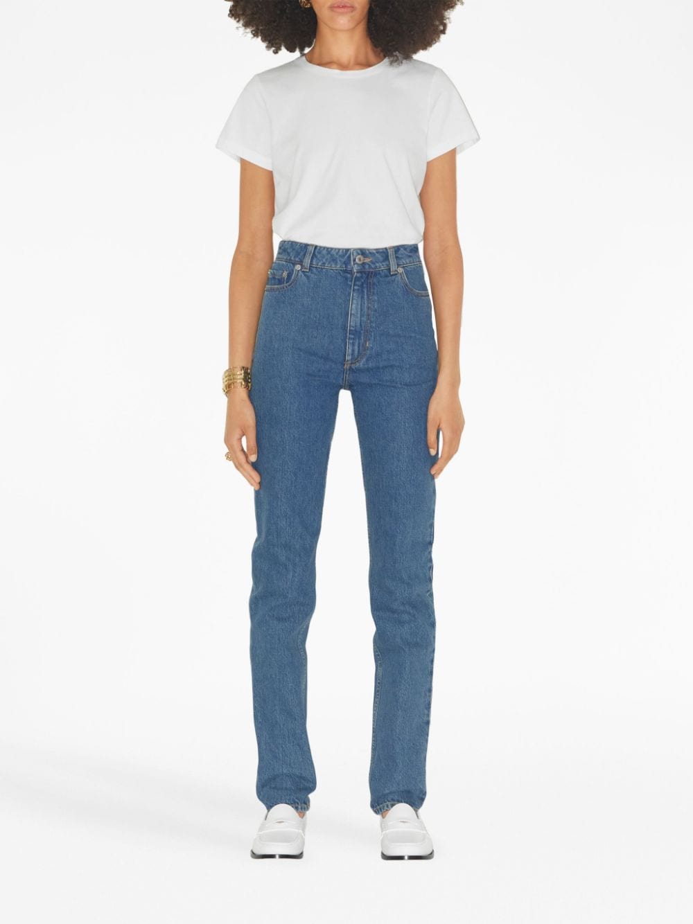 Shop Burberry High-waisted Slim-fit Jeans In Blue