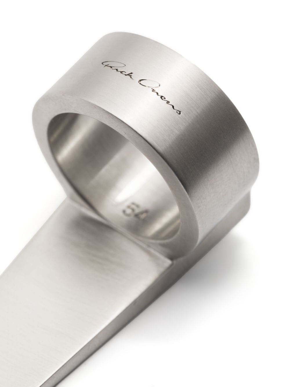 Shop Rick Owens Runk Logo-engraved Ring In Silver