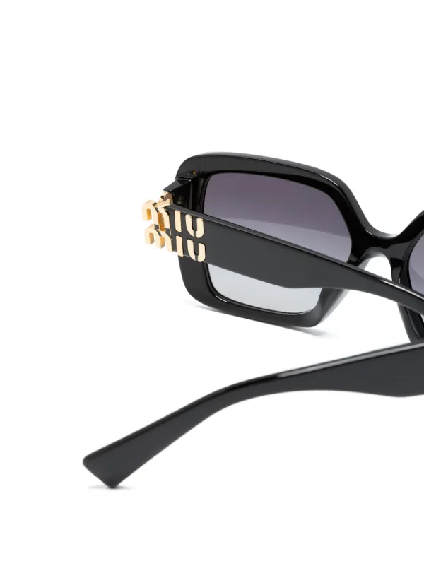 【MIU MIU】サングラス 長方形フレーム ロゴ アセテート 黒 Miu Miu Eyewear logo-plaque oversized-frame Sunglasses