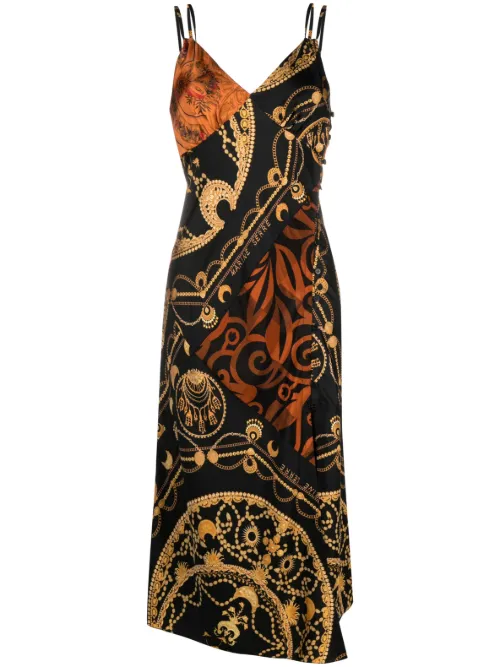 Robe-nuisette en soie à imprimé graphique - Marine Serre - Modalova