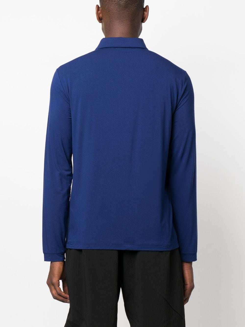 Shop Giorgio Armani Logo-embroidered Polo Shirt In Blue