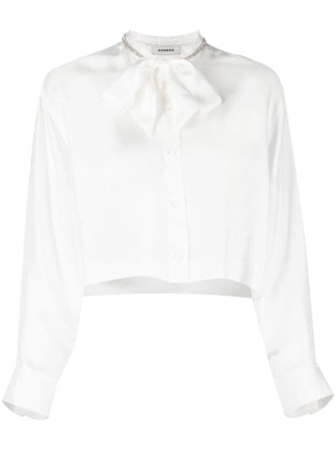 SANDRO pussy-bow collar silk blouse