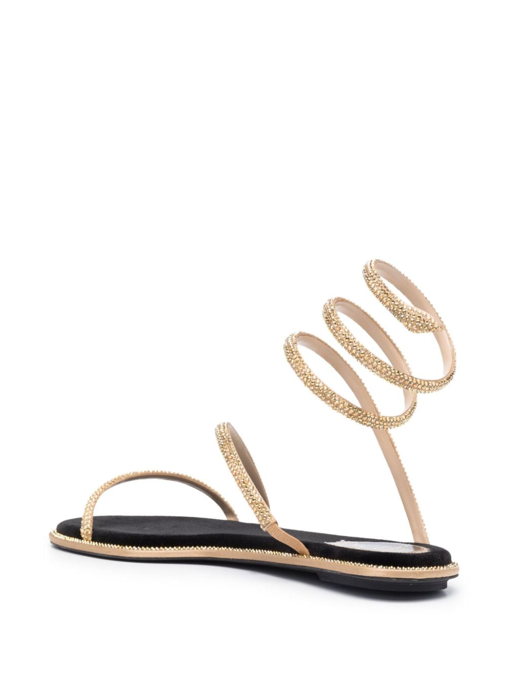Shop René Caovilla Rhinestone-embellished Flat Sandals In Gold