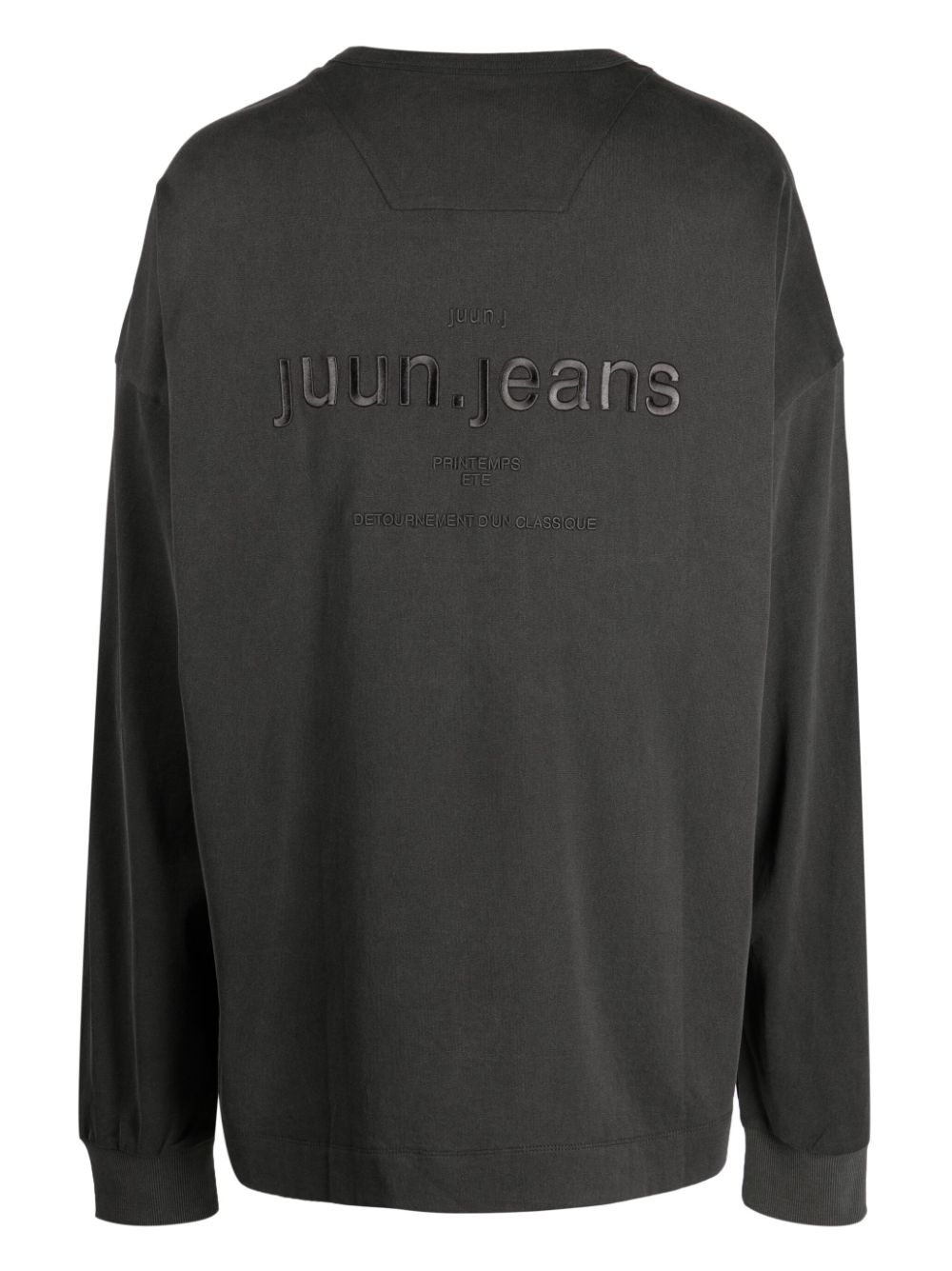 Juun.J garment-dyed logo-embossed sweatshirt - Grijs