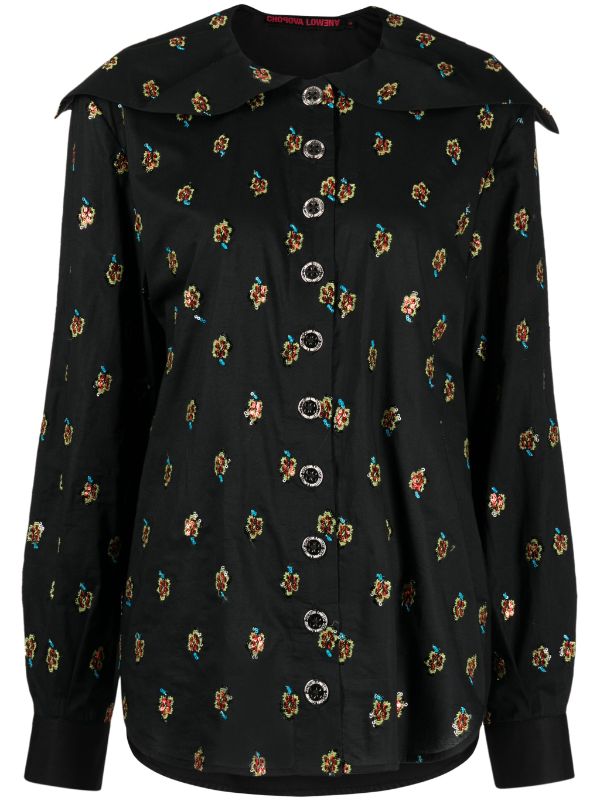 Chopova Lowena floral-embroidered Cotton Top - Farfetch