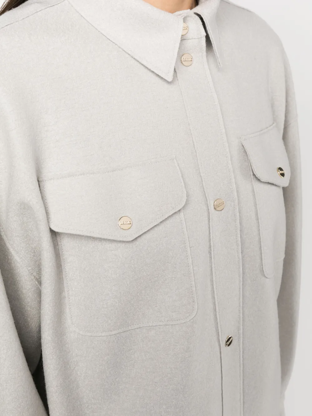Herno Felted-finish Virgin Wool Shirt In Grey