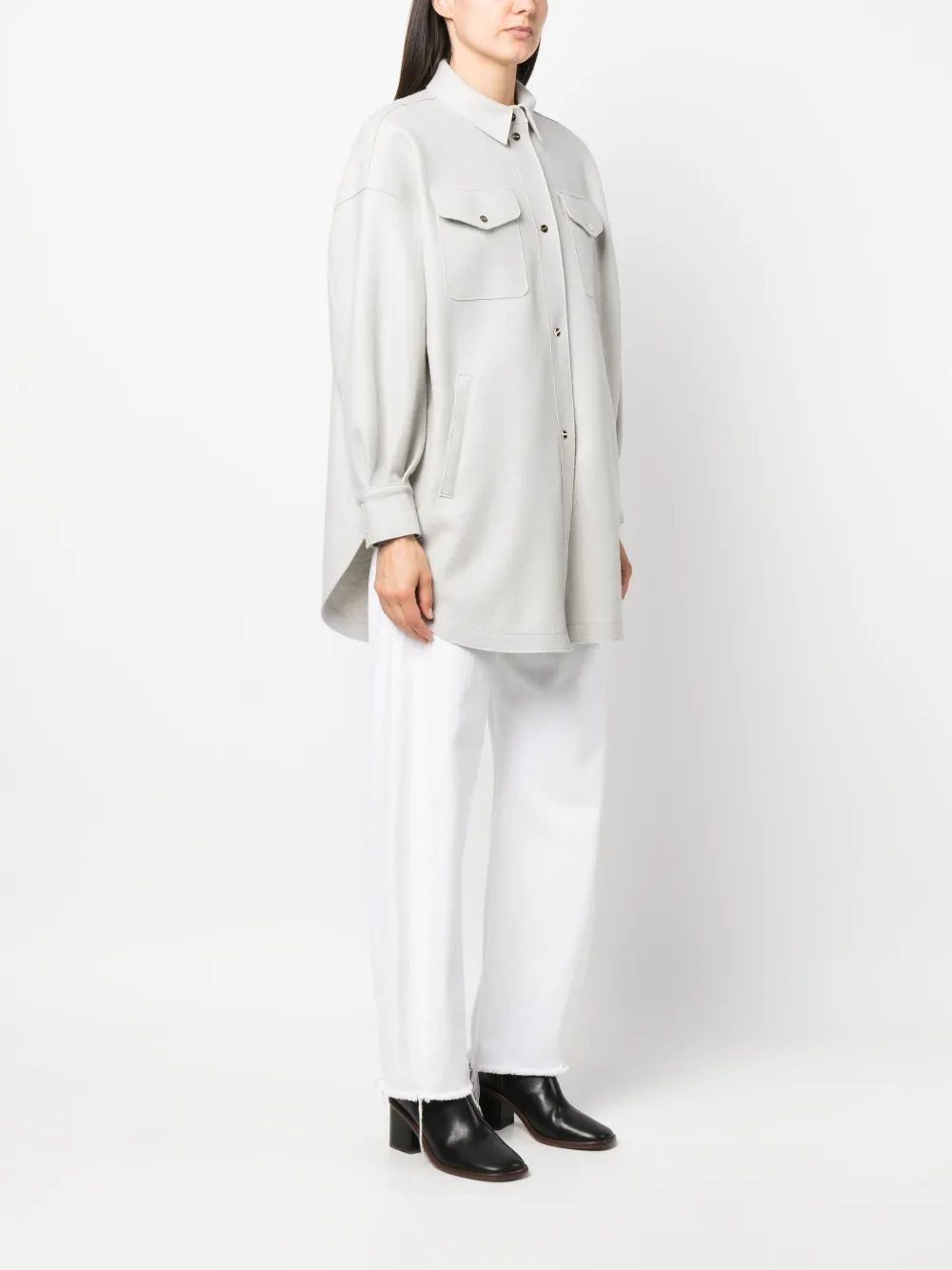 Herno Felted-finish Virgin Wool Shirt In Grey