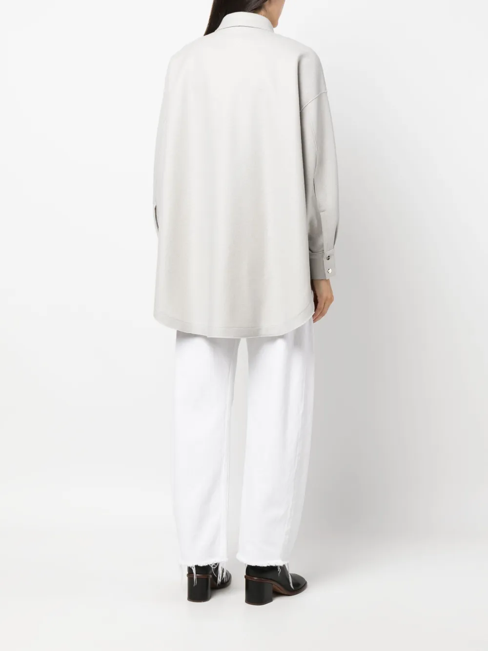 Herno Felted-finish Virgin Wool Shirt In Grey