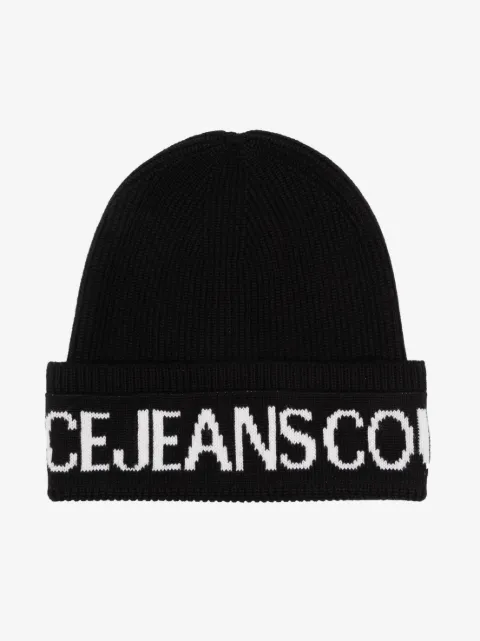 Versace Jeans Couture intarsia-logo ribbed beanie