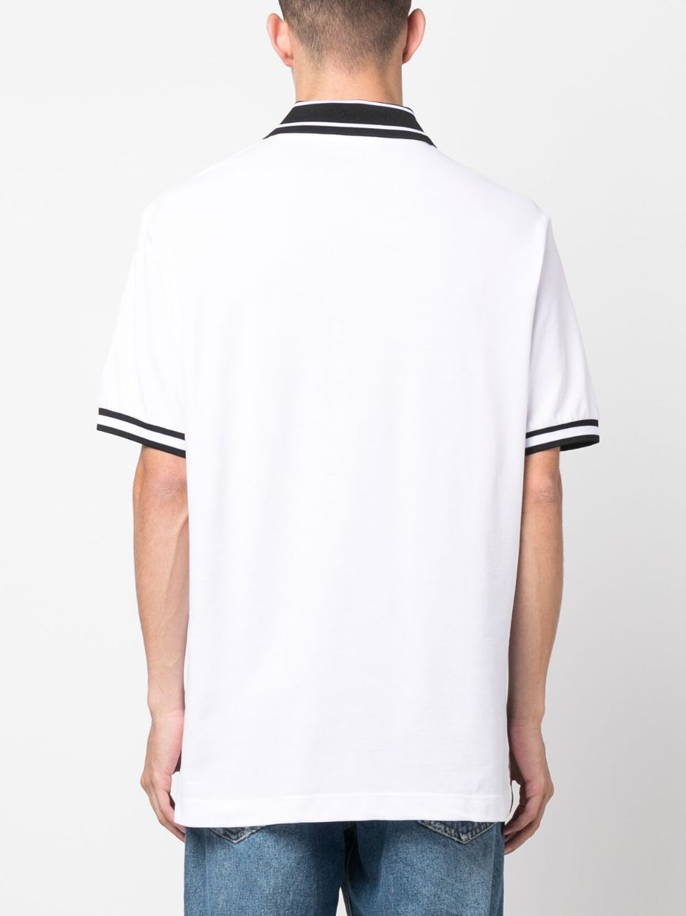 Shop Versace Jeans Couture Logo-print Cotton Polo Shirt In White