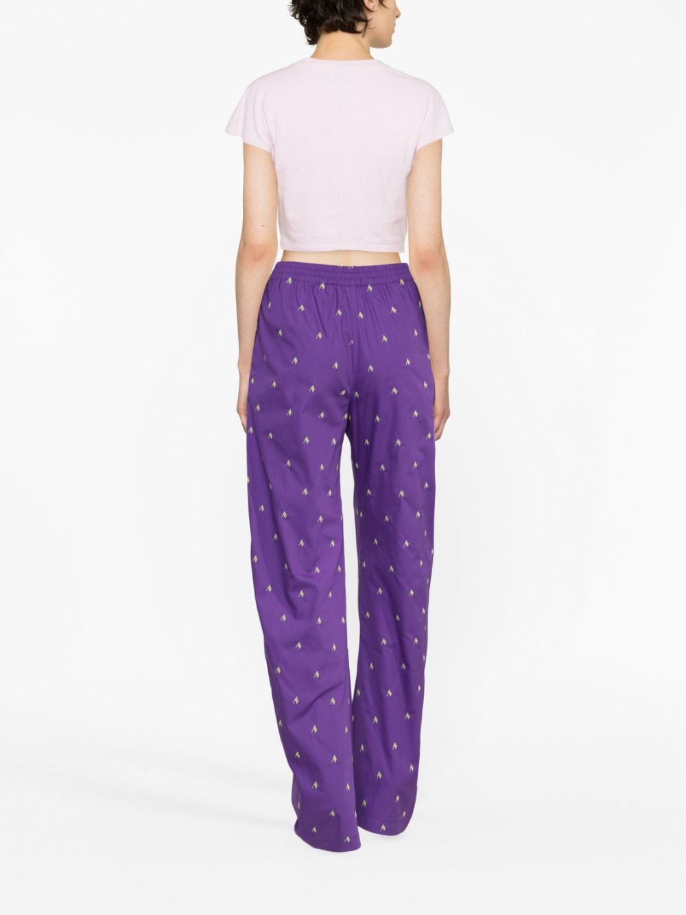 Shop Attico Logo-print Wide-leg Trousers In Purple