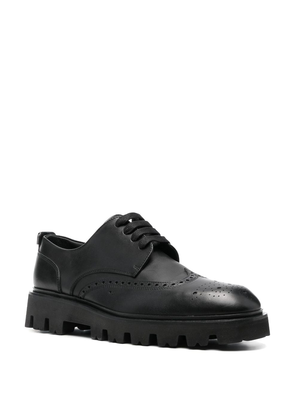 Shop Sergio Rossi Perforated Leather Brogues In Black