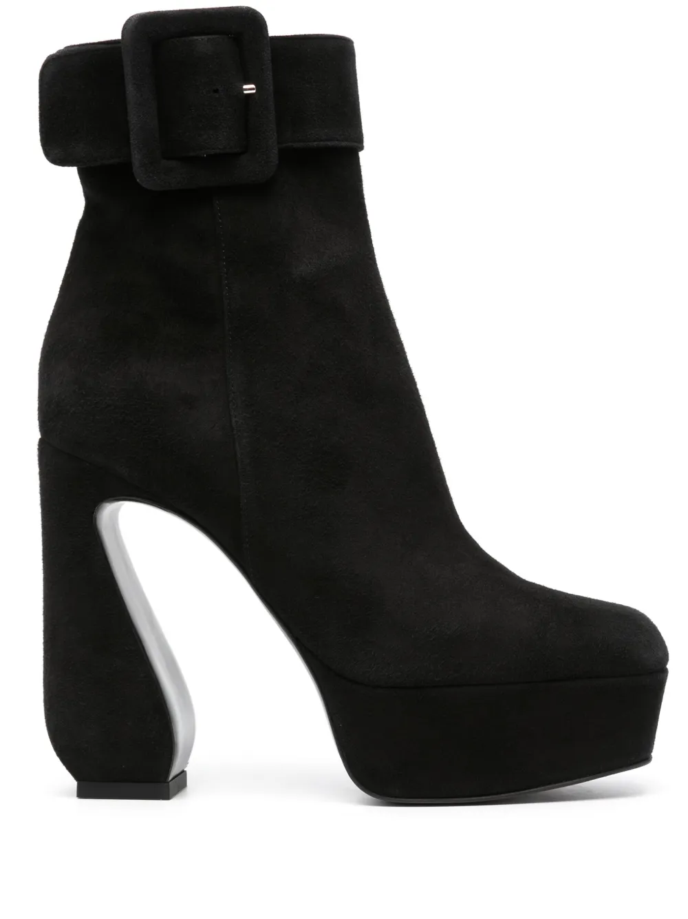 Sergio Rossi square-toe suede 140mm boots Black