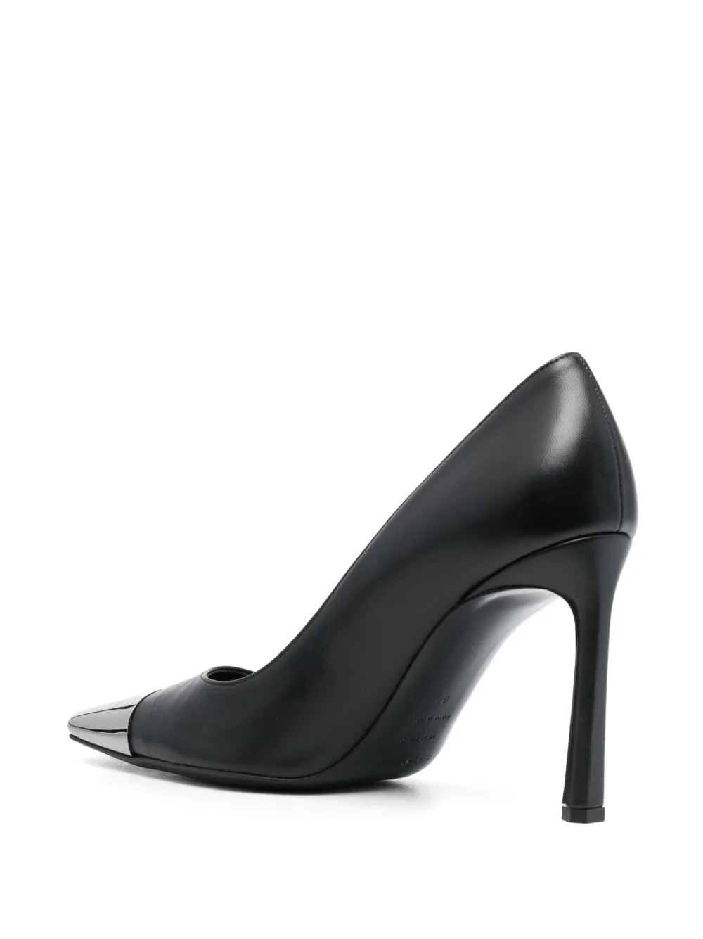 Shop Sergio Rossi Metal-toecap 90mm Leather Pumps In Black