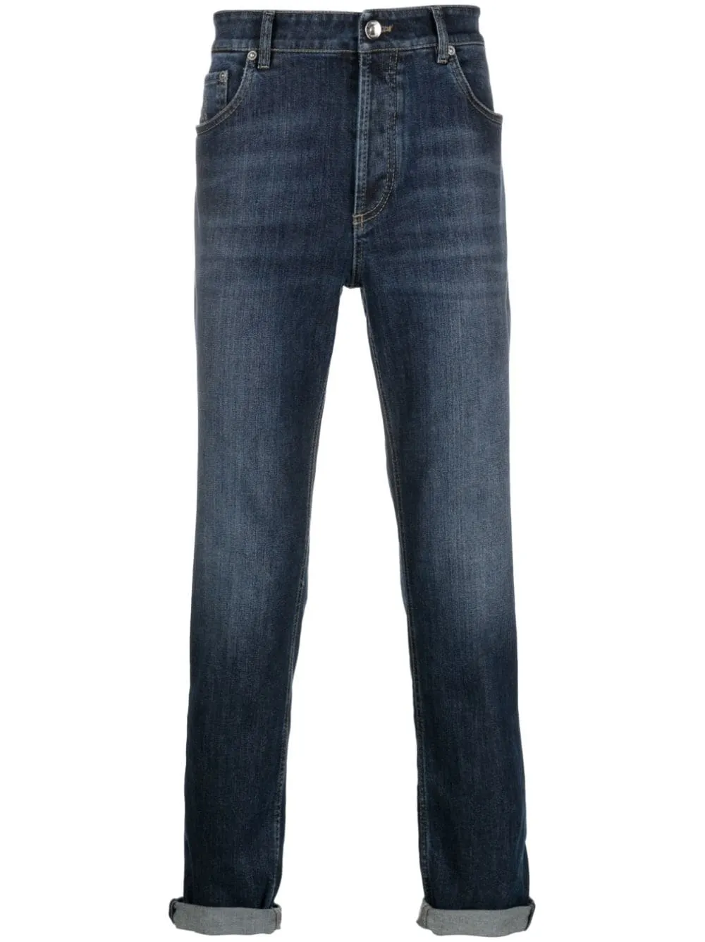 Brunello Cucinelli Blue Cotton Denim Regular Jeans In Blue