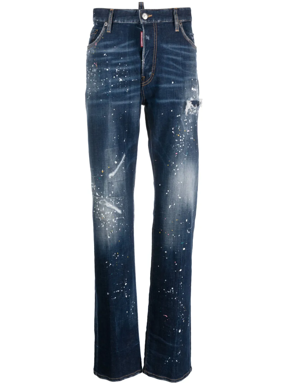 DSQUARED2 PAINT-SPLATTER STRAIGHT-LEG JEANS