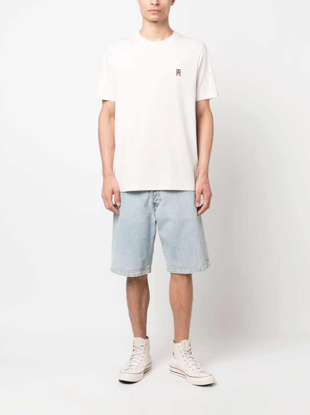 Tommy Hilfiger embroidered-logo cotton T-shirt - Beige