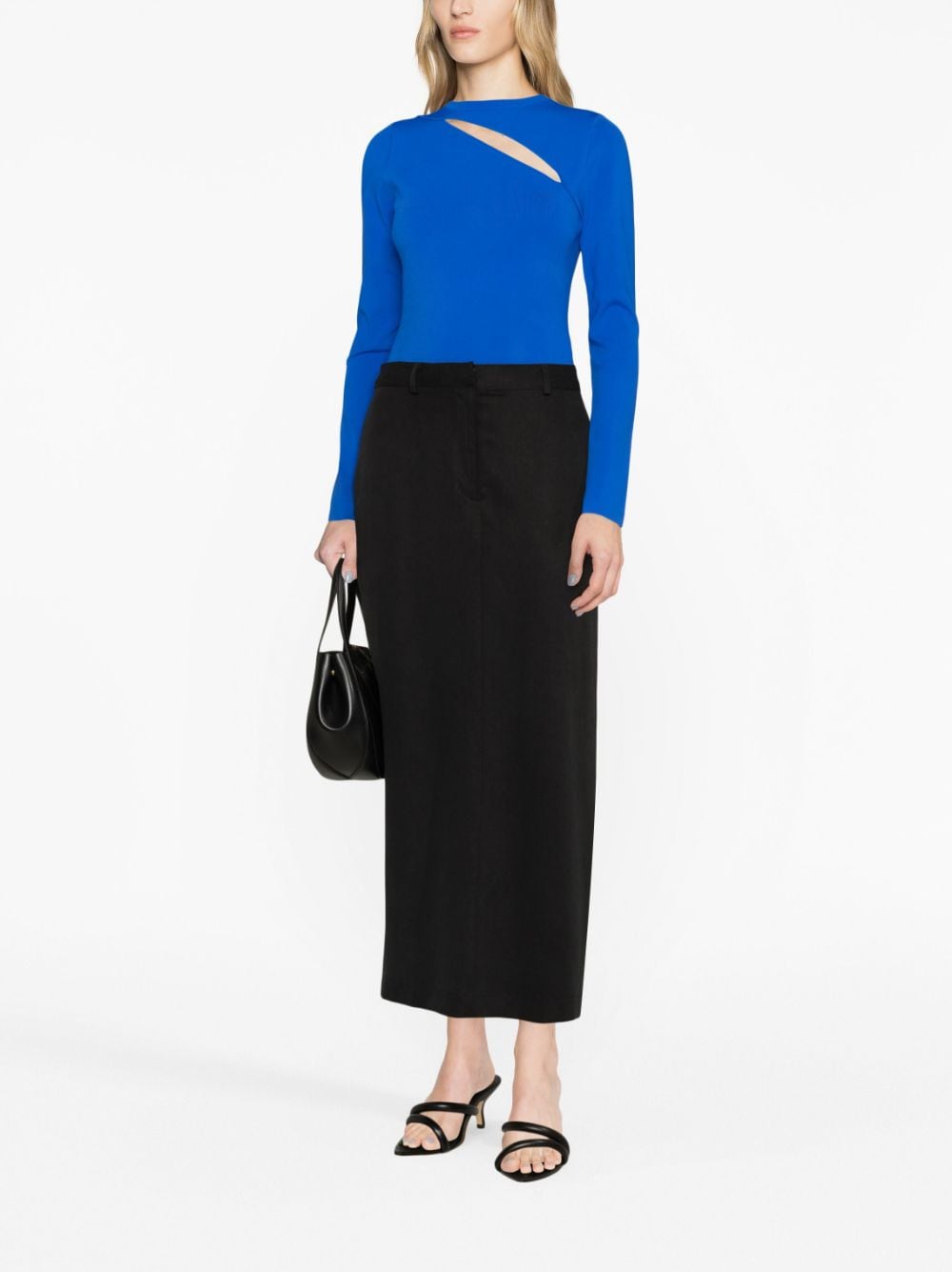 Victoria Beckham cut-out ribbed long-sleeve top - Blauw