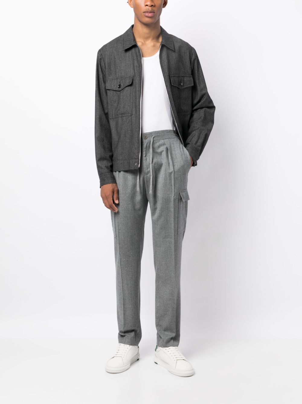 Incotex drawstring-waist flannel cargo pants - Grijs