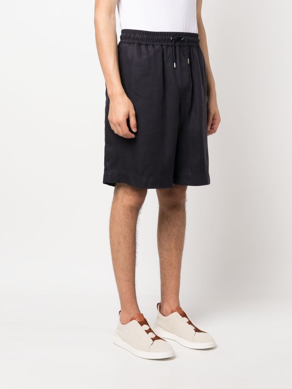 Shop Giorgio Armani Drawstring Straight-leg Shorts In Blue