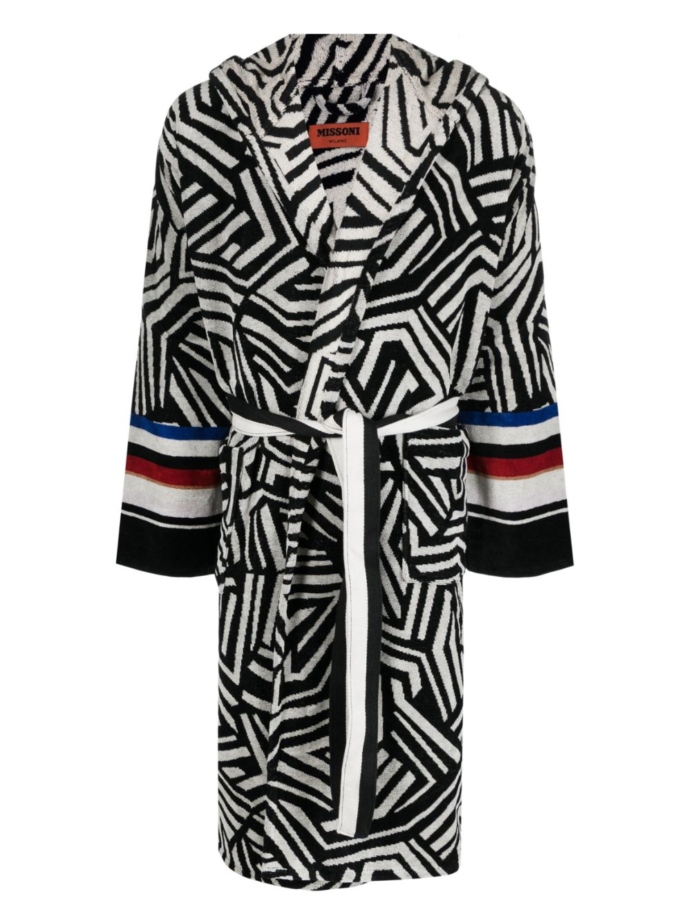 Shop Missoni Abstract-pattern Terry-cloth Bathrobe In Black