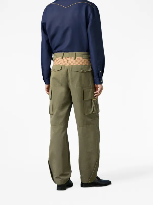 Gucci - GG-jacquard Cotton-Ripstop Cargo Trousers - Mens - Khaki