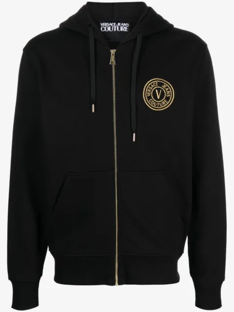 Versace Jeans Couture logo-embroidered zipped hoodie