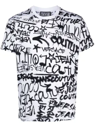 希少【Versace Jeans Couture】黒と白 バロックプリント Tシャツ Amazon | (ベルサーチェジーンズクチュール) VERSACE JEANS